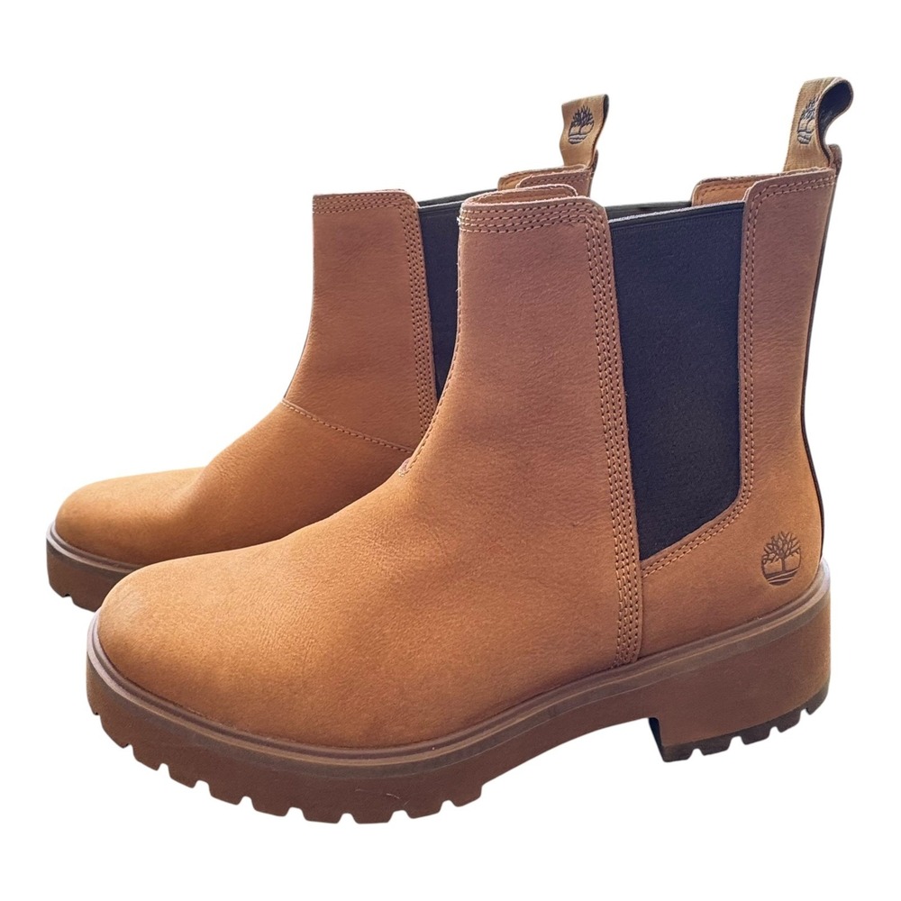Timberland Chelsea Boots Womens Size 8.5 US Carnaby Cool Wheat Nubuck Block Heel